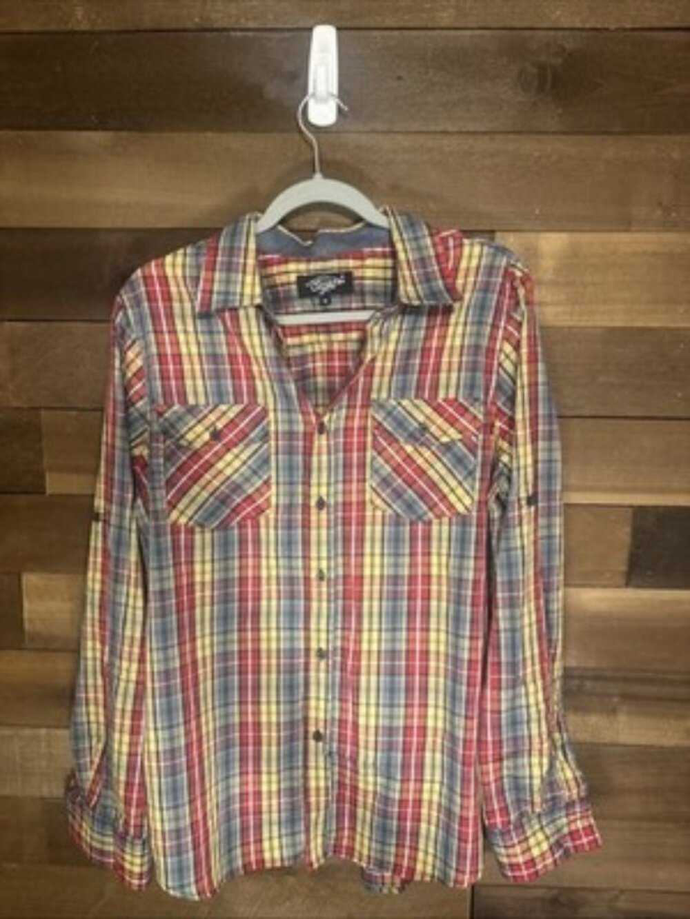 Eighty Eight Men’s Button Up Shirt Plaid Long Sleeve Size M